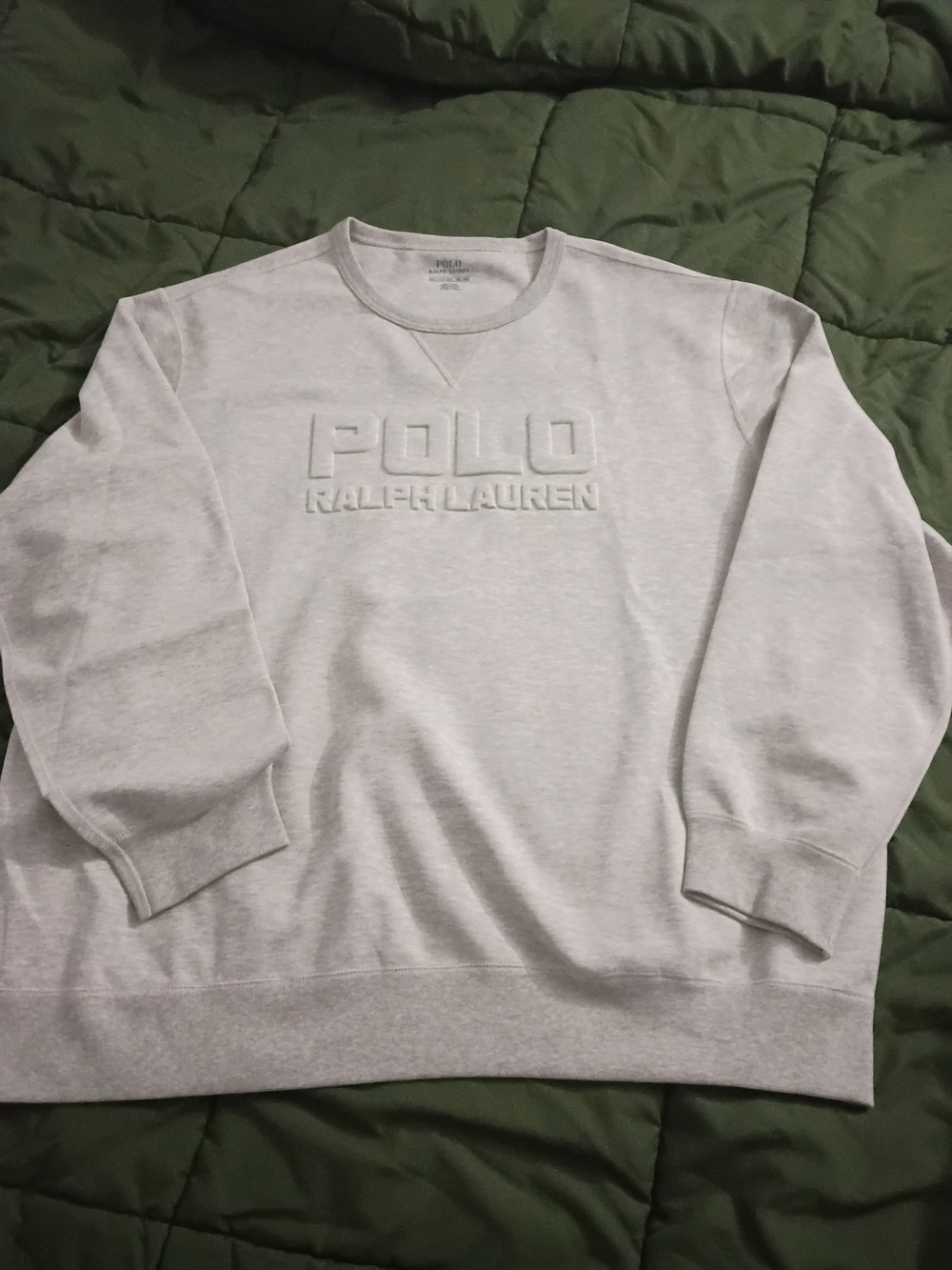 Polo by Ralph Lauren Heather Light Gray Embossed Logo Crewneck 2XL